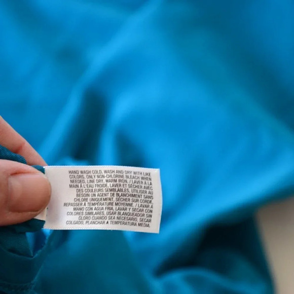 Teal lined 3/4  length sleeve dress - Picture 7 of 9